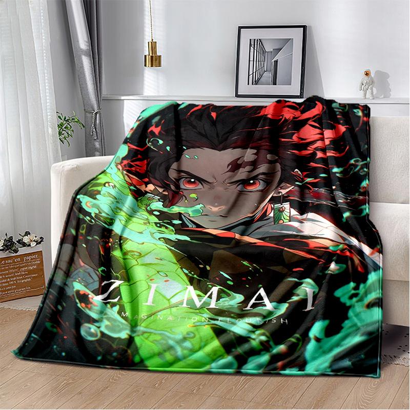 D-Demon Slayer Anime Blanket Sofa Office Nap Cover Blanket Kamado Nezuko Air Conditioning Blanket Soft and Warm