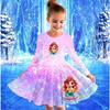 Girl Casual 3D Unicorn Print Round Neck Long Sleeve Dress Kid Princess Dress