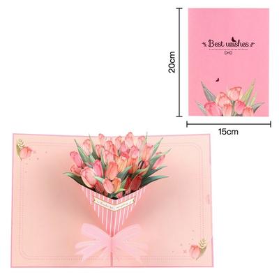 New Pop Up Greeting Cards 3D Blessing Flower Bouquet Card Paper Thank You Card Teacher's Day