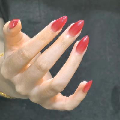 Wearing Nail Piece Red Gradual Change Nail Piece Simple European And American Fake Nail Removable Nail Piece 30 Pieces