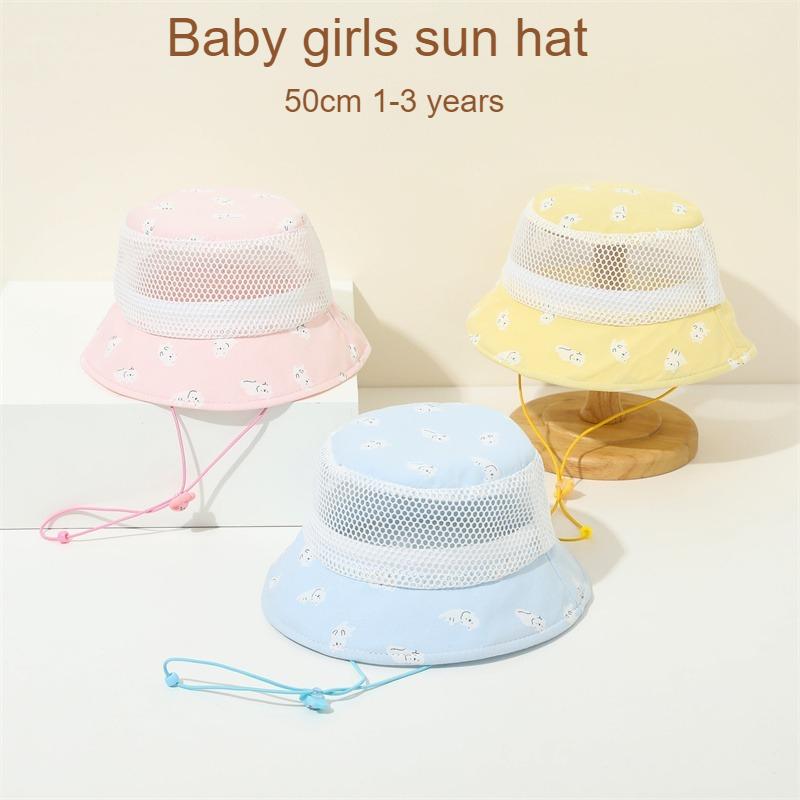 Baby Bucket Hat 50cm 1-3 Years Summer Thin Mesh Breathable Kids Sun Hat Toddler Boy Girl Cap Beach UV Protection Korean Style