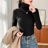 High Lapel Bottoming Top Autumn and Winter One Tone Long-sleeved Tight-fitting Simple Leisure Warm Inner Top