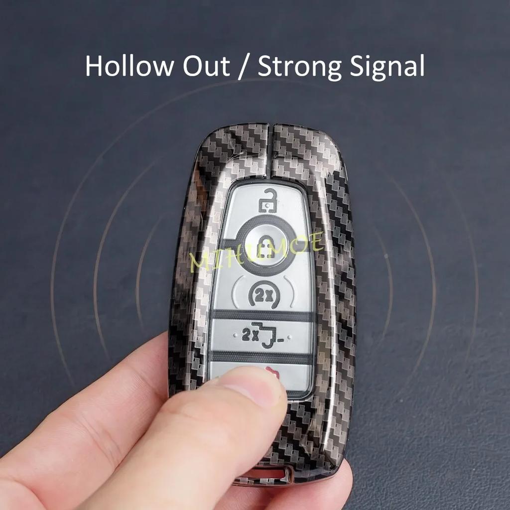 For Ford Bronco Sport Edge Escape F150 F250 Expedition Ecosport Kuga Explorer Mustang Car Key Fob Case Cover Chain Carbon Fiber