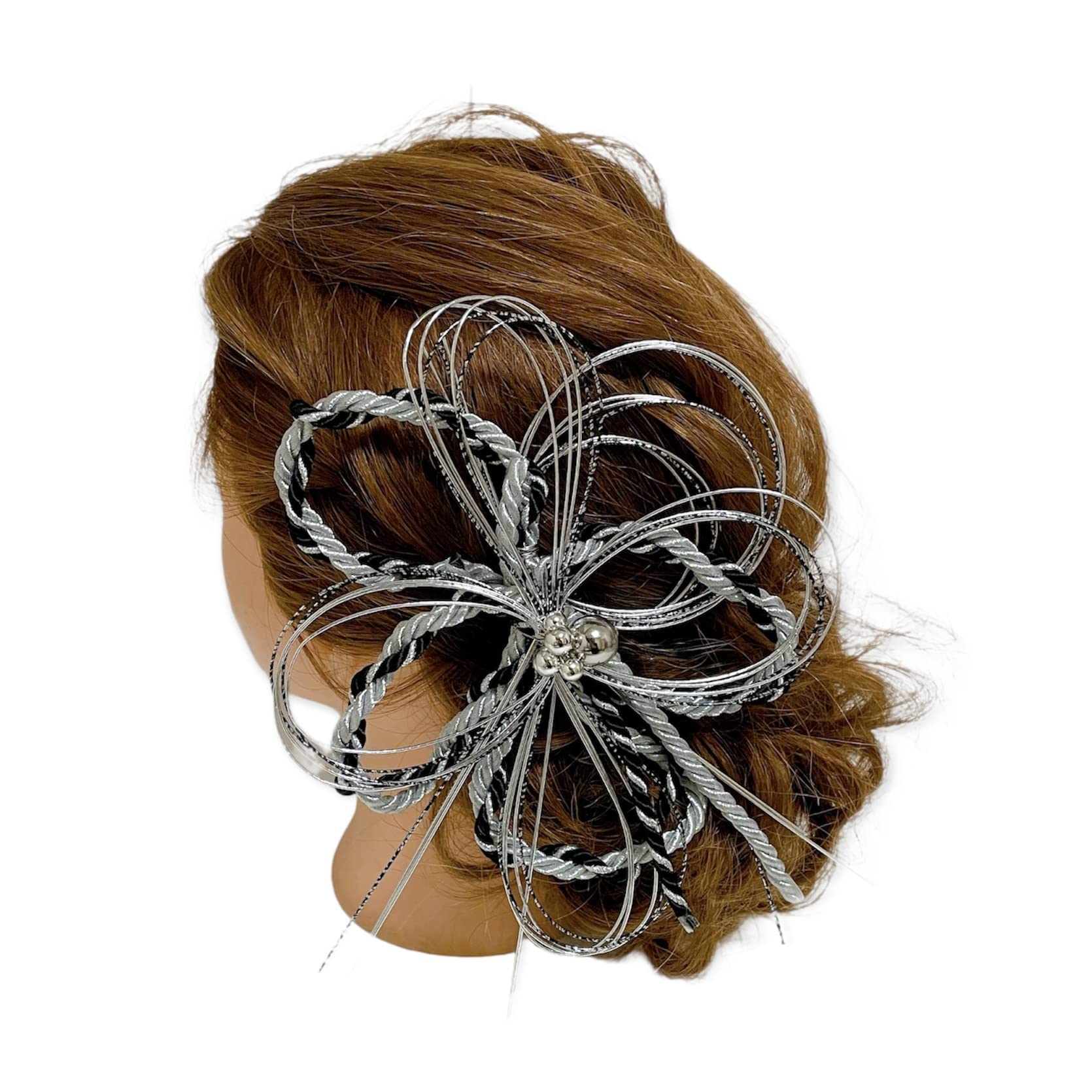 

Japanese Hair Mizuhiki Black and Mizuhiki Head Graduation Kimono Ornament, Ornament, Silver, Kumihimo, Dress, Coming-of-Age Ceremony, Ceremony, чёрный