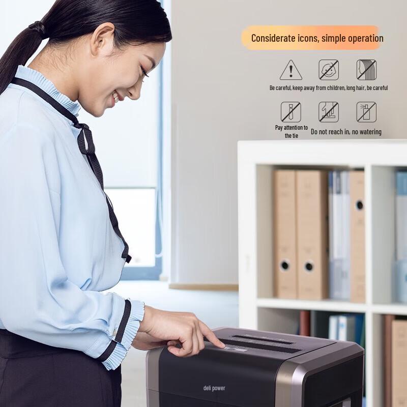 Deli 14403 Heavy-Duty Silent Office Paper Shredder CN Plug (adapter Included)
