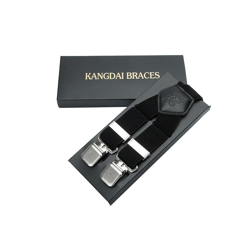 Suit Strap Clip Men'S Anti-Drop Four Clip Buckle 3.5Cm Elastic Elastic Adjustment Dress Suspender Belt