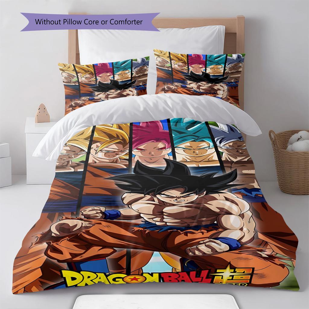 Dragon Ball Front View Pose Bedding Set Anime Duvet Cover Polyester Soft Comforter Set -QJY