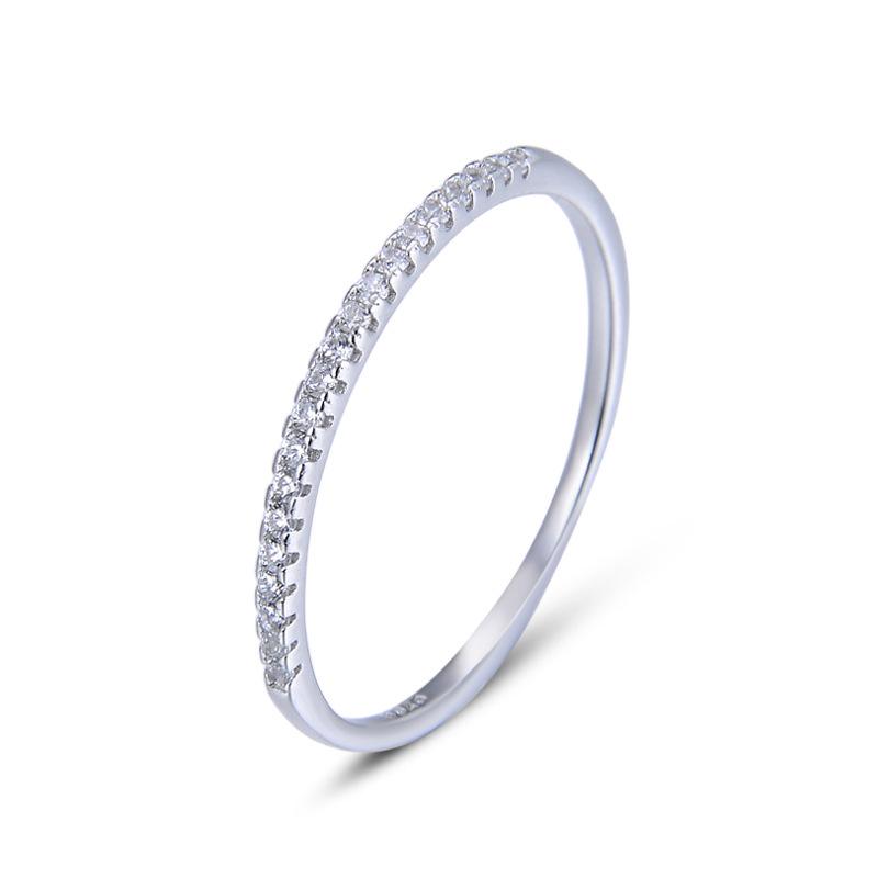 925 Sterling Silver Diamond Zircon Women's Minimalist Luxury Ring – Stackable for Index or Pinky Finger.
