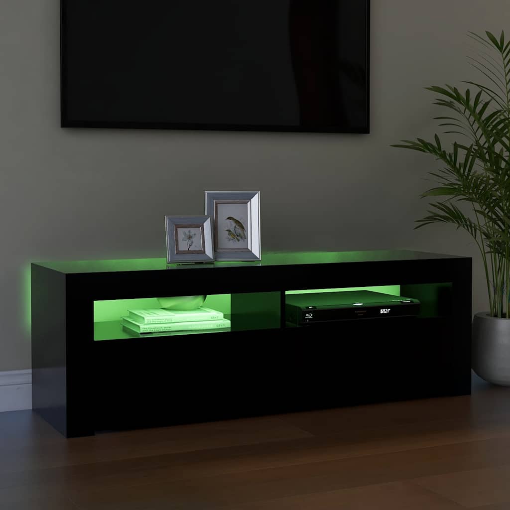 TV Stand with LED Lights Black 120 X 35 X 40 Cm