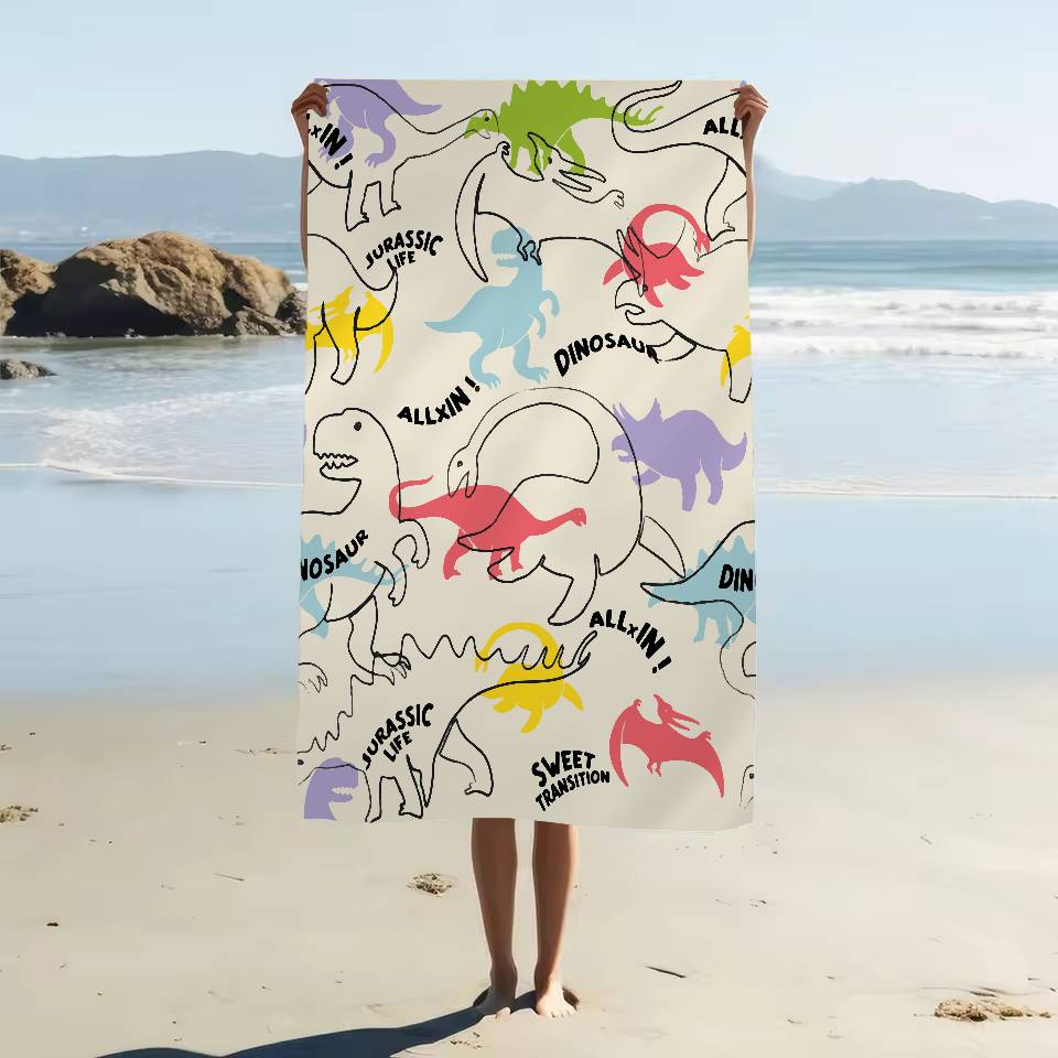 

Cartoon Animal Dinosaur Print Cartoon Beach Towel Cute Kawaii Room Decor Bath Girls Children Hand Towels For Bathroom Shower W40*H60(CM)