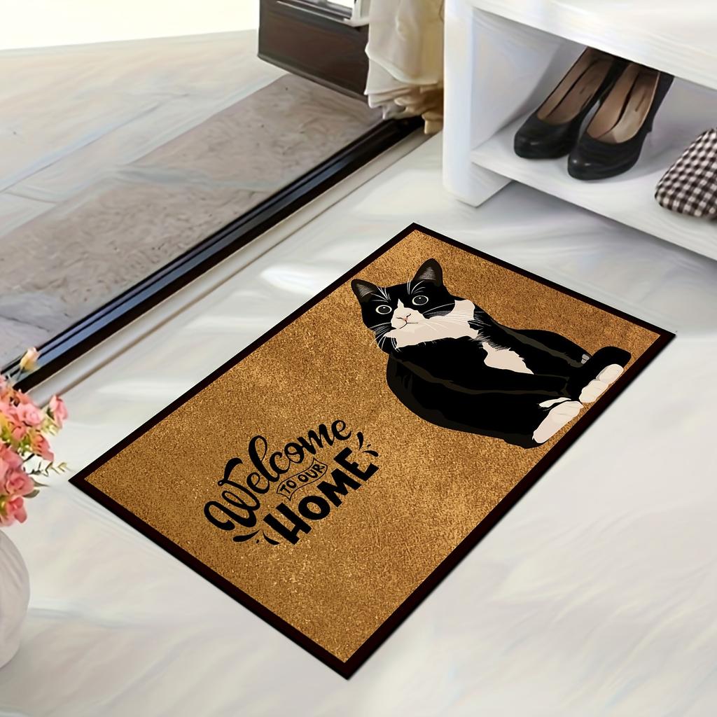 VIKAMA Cute Cat Entrance Door Carpet, Comfortable To Walk On, Bathroom Carpet, Machine Washable, Home Decoration