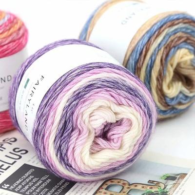 100g Vaivorykštinių vilnonių siūlų, minkštų, rankomis austų medvilninių siūlų rankiniam mezgimui, kepurei, šalikui, megztiniui, sofos pagalvėlei, PASIDARYK PATS dažomi siūlai
