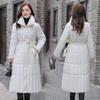 Long over-knee glossy loose down cotton clothes medium and long winter new hooded jacket