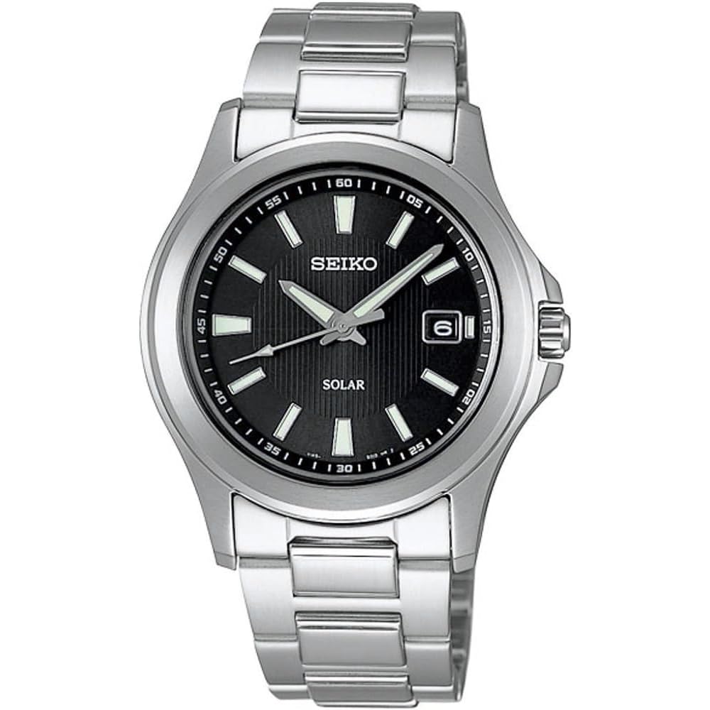 Seiko Solar Quartz SBPN067 Men s Watch Silver Black Stainless Steel 100m Water Resistant