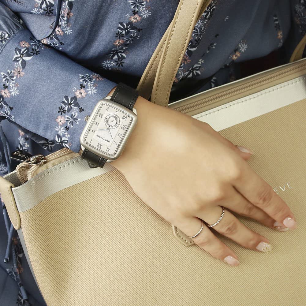 [MASTER WORKS] Masterworks Quadrangle MW10SI-GCBKG8 Men's Watch, Made In Japan, Quartz, 33mm, Leather Strap, Square Shape