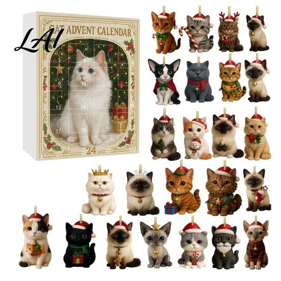 Christmas Advent Calendar Calendar 24 Day Countdown Box with Cat Dog Festival Atmosphere Decor Cow Acrylic Ornaments Festive Tree Hanging
