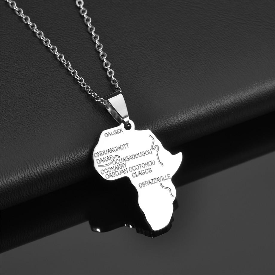Fashion African Africa Map Pendant Female Gold Silver Color Stainless Steel Necklace for Women Men Ethiopian Jewelry Gift 2025