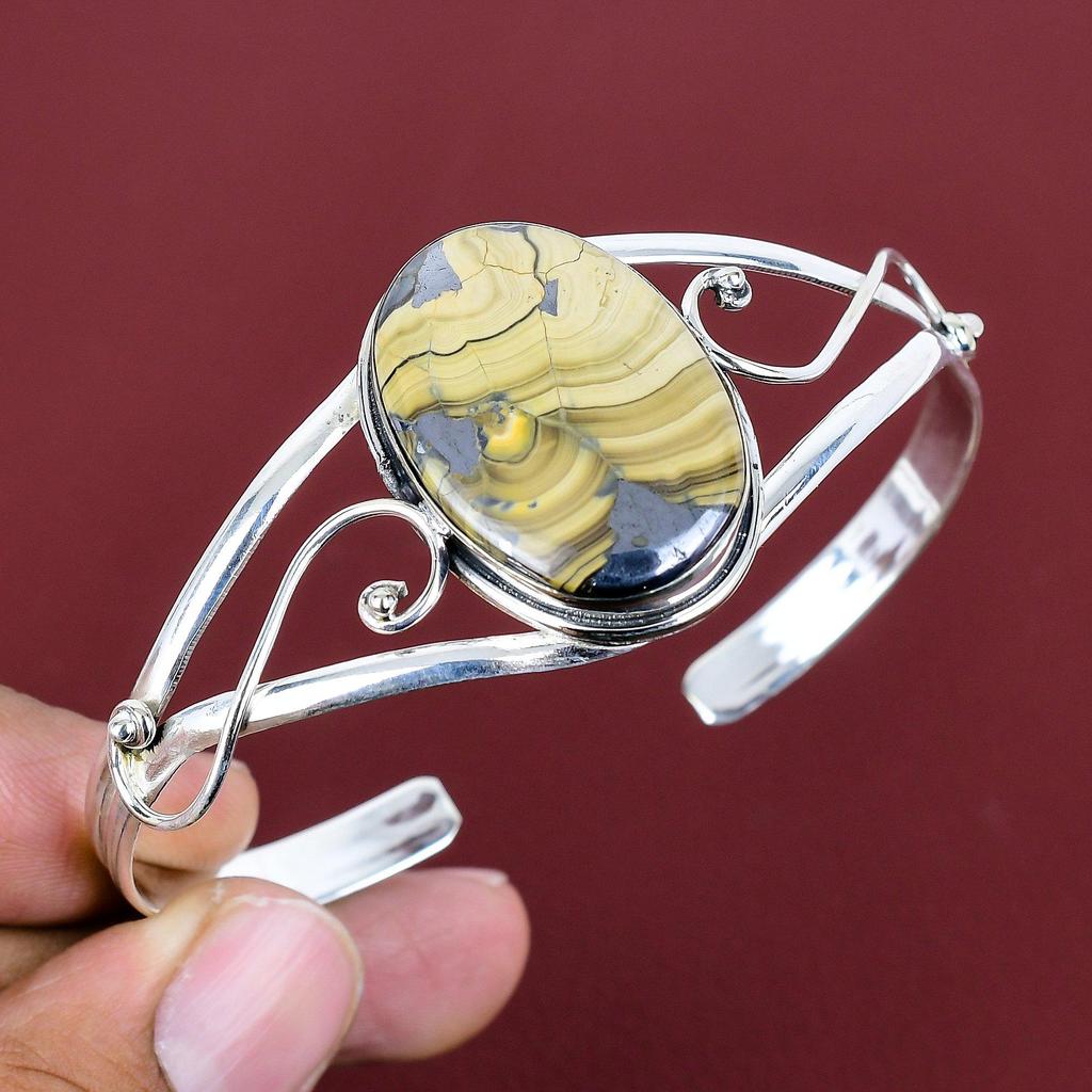 Schalenblende Cuff Bracelet Gemstone Bangle 925 Sterling Silver Bangle Unique Jewelry Adjustable Cuff Bracelet Handmade Bangle Gifts for Mom