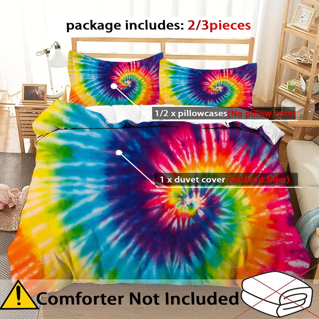 Tie Dye Gradient Spiral Pattern 3D Printed Duvet Cover Fashion Art Luxury Quilt Cover Soft Comfortable Bedding Set Pillowcase