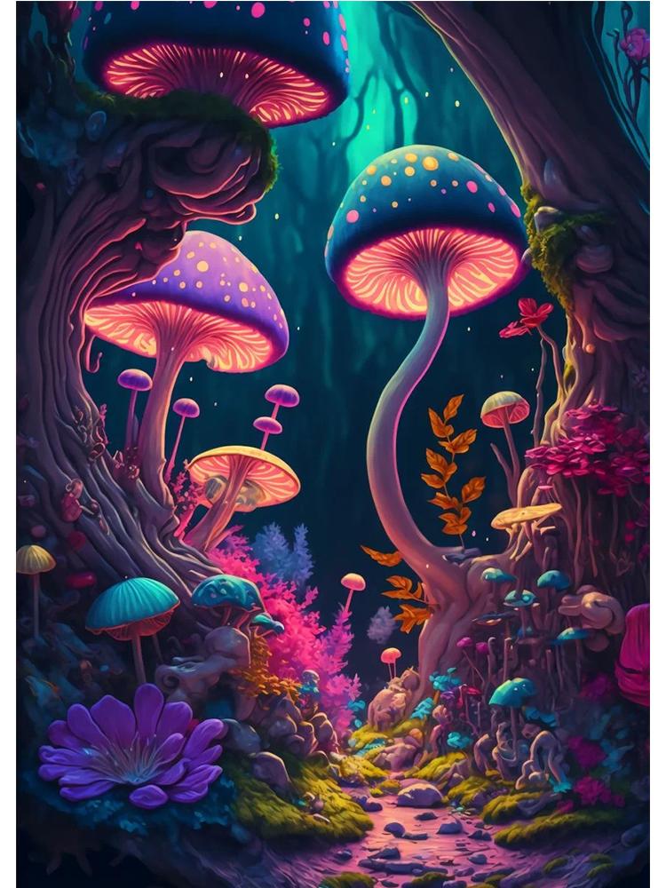 

Абстрактные психоделические грибы зачарованный лес плакат холст картина цветная настенная живопись для гостиной домашний декор Cuadros 21cm×30cm NoFrame