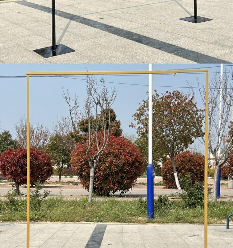 Golden Telescopic Wrought Iron Wedding Arch Stand for Stage Decoration