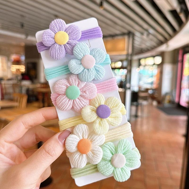 

6/Set Cute Bow flower Rubber Elastic Hair Bands Girls Not Hurt Hair Small Scrunchie Kids Sweet Hair Ties Hair Accessories