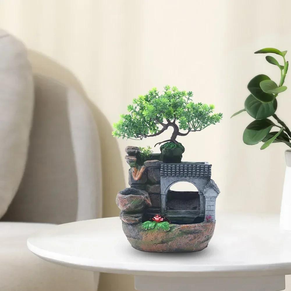 

Bymaocar Каменистый фонтан Водопад Фэншуй Гостиная Стол Офисный стол Светодиодный Внутренний декор Вилка США Нетоксичный, Безопасный и Долговечный зелёный