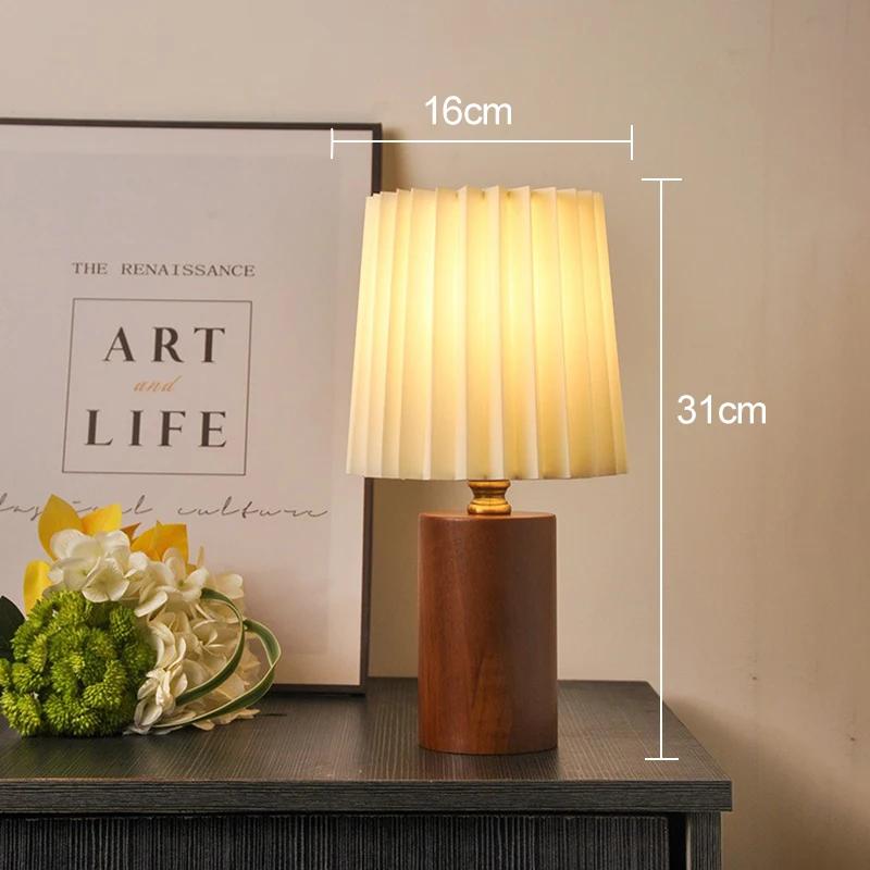 LED Desk Lamp Retro Pleated Wooden USB for Living Room Home Bedroom Bedsides Atmosphere LED Night Light Decoration Table Lamp