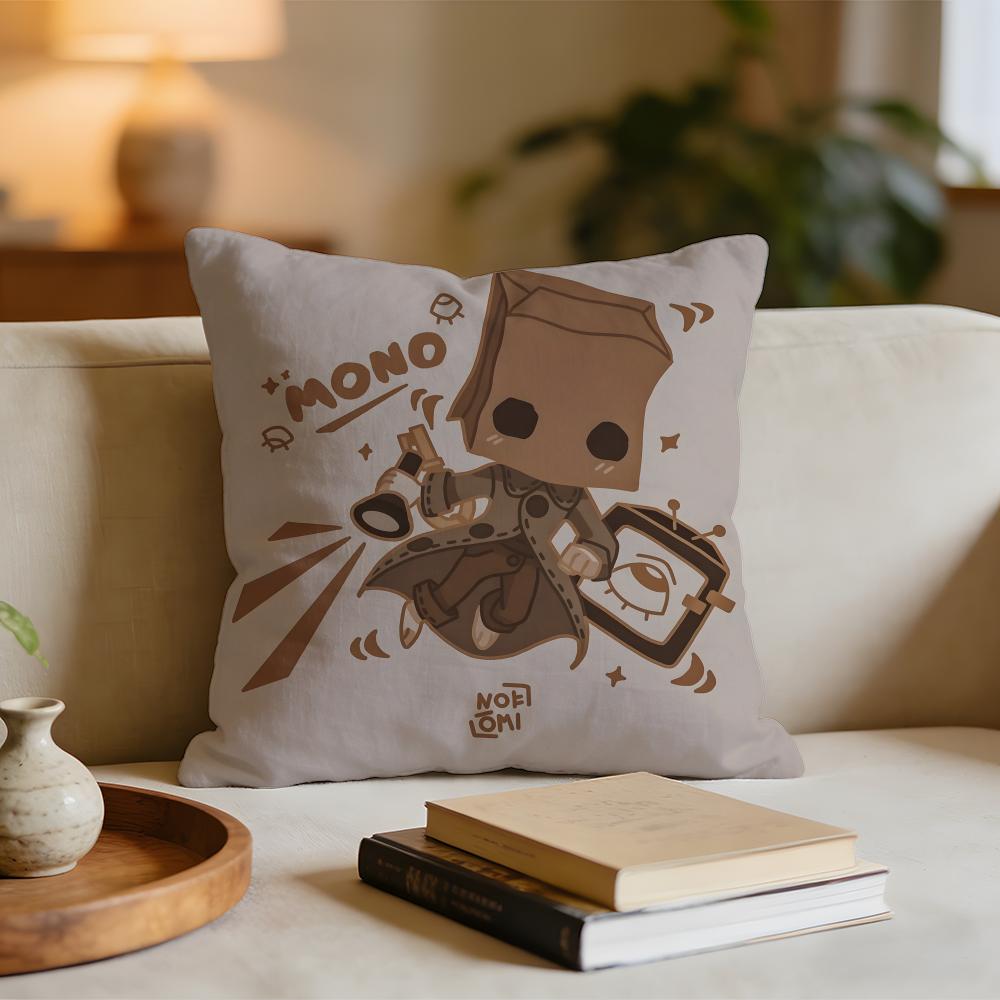 Game LLittle NNightmares Cushion Cover Short Plush Pillowcase for Bed Sofa Carwashable