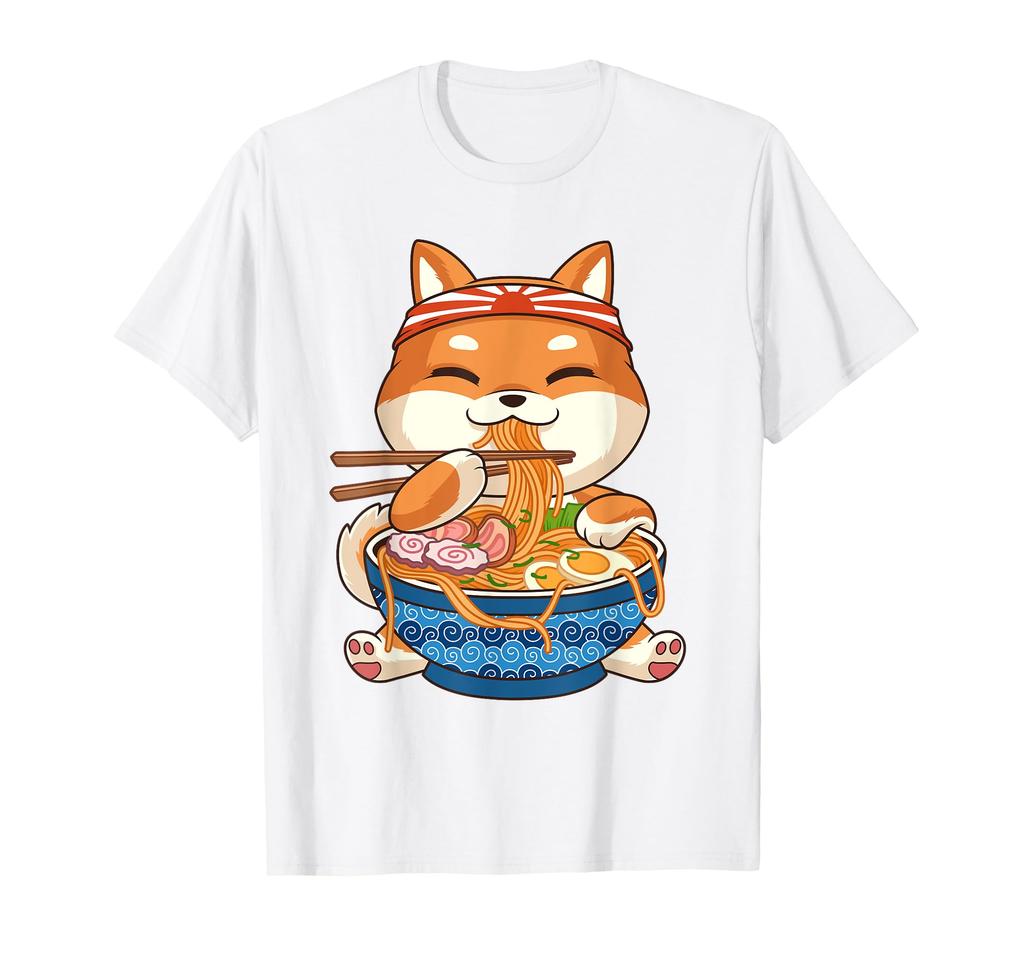 Kawaii Cute Anime Shiba Inu Dog Otaku Japanese Ramen T-shirt