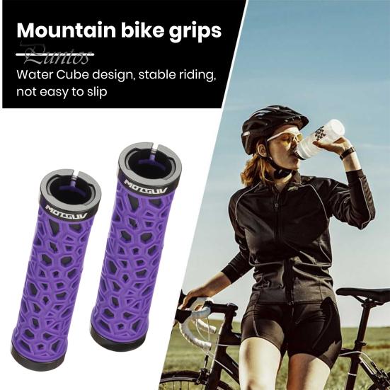 Mountainbike Handlebar Grips 1 Pair Bicycle Handle Bar with Plugs Ergonomic Impact Protection Design Non-Slip Shock-absorbing Single-sided Locking