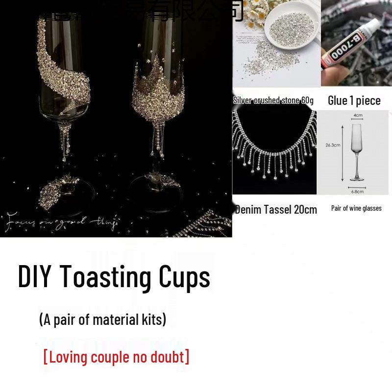 Purple Tassel Mosaic Butterfly Champagne Toasting Glass DIY Kit for Weddings