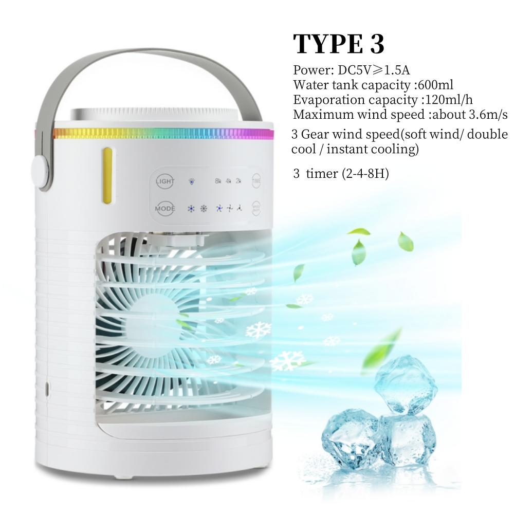 Household Air Conditioner LED Night Light Air Cooler Fan Portable Humidifier Desktop Mist Cooling Fan For Office Home Mini Fan