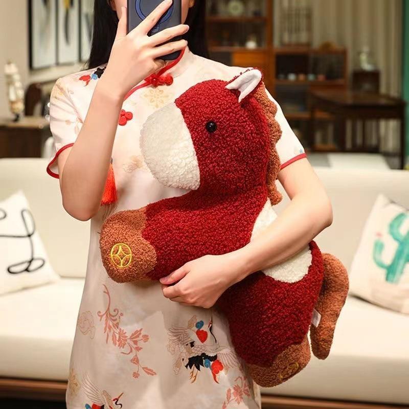 Year of The Horse Plush Pillow Cute Animal Shape Sofa Cushion Car Backrest Decor New Year Gift Home Ornament