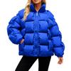 Ladies' Loose Comfortable Casual Fashionable Stand Up Collar Solid Color Long Sleeved Down Jacket