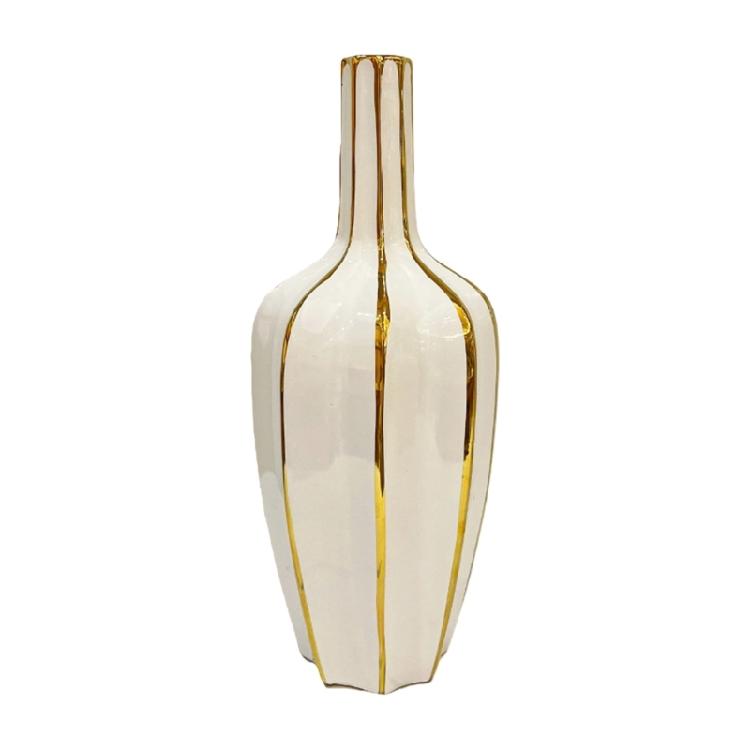 

White Gold Ceramic Flower Vases Modern Home Decors Table Centerpieces Vases Decorative Vases for Living Room Decors