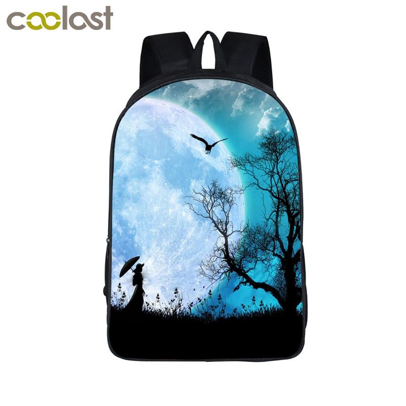 Trendy Youthful Colorful Galaxy Space Cat Dog Animal School Bags Notebook Backpacks 3D Printed Oxford Waterproof Travel Bags