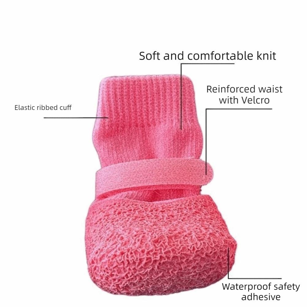 4pcs/set Fashion Adjustable Non-Slip Dog Shoes Wear-Resistant Breathable Dog Foot Cover Comfortable Waterproof Dog Boots Hiking