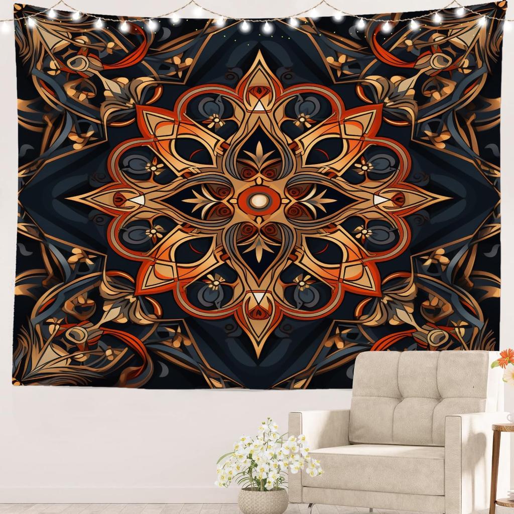Black and White England Landmark Picnic Mat Hippie Trippy Tapestry Wall Art Meditation Decor for Bedroom Living Room Dorm, Red
