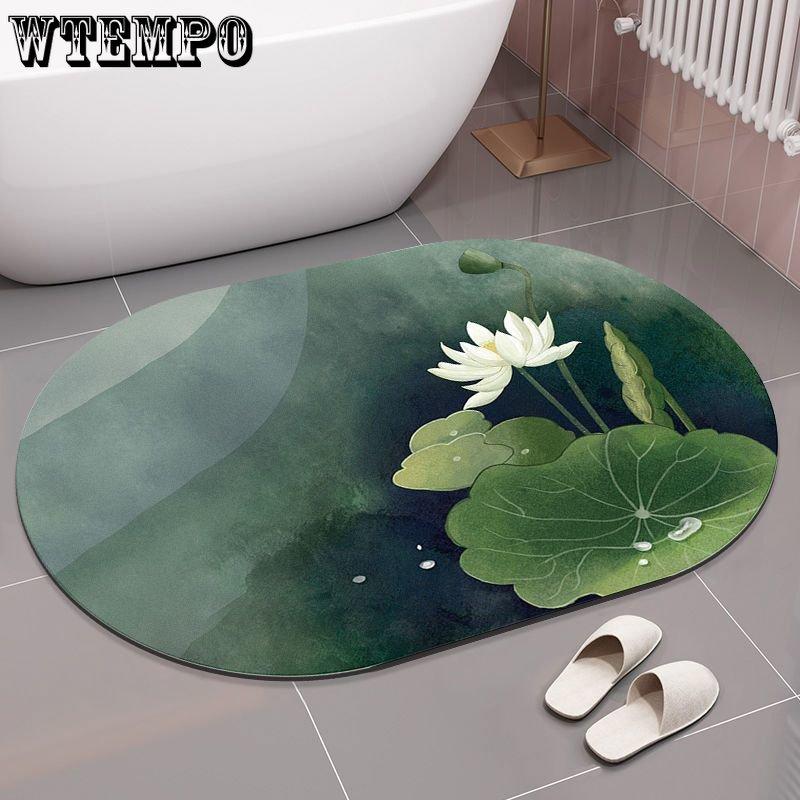 

Овальная ванная комната Напольный коврик Диатомовая ванная комната Коврик Для ванной комнаты Lotus Впитывающий ковер