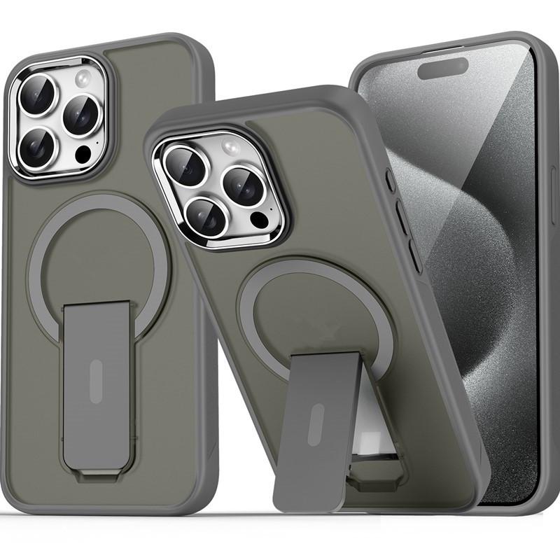 Applicable To Iphone16pro Max Bracket Mobile Phone Case Apple 13 Magnetic Suction 14 Hard Case 15pro Niche 12 Simple