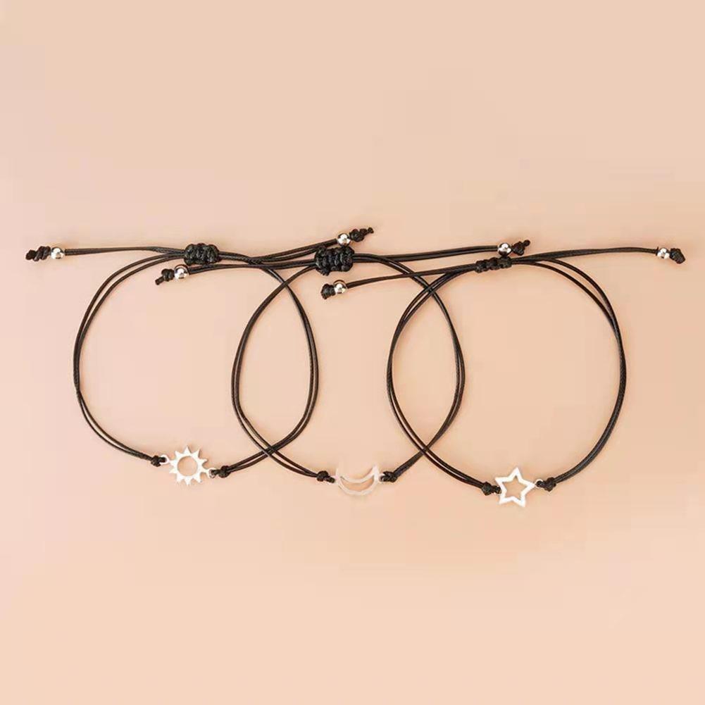 Friendship Festival Gift: Sun, Moon & Star Woven Bracelet Set (3 Pieces)