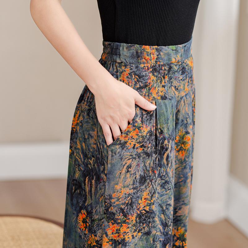 קיץ פלוס מכנסיים רגליים רחבות נשים משוחררות בוהמייני קיץ מכנסיים גבוהים מותן נשים תחתונים XL-5XL