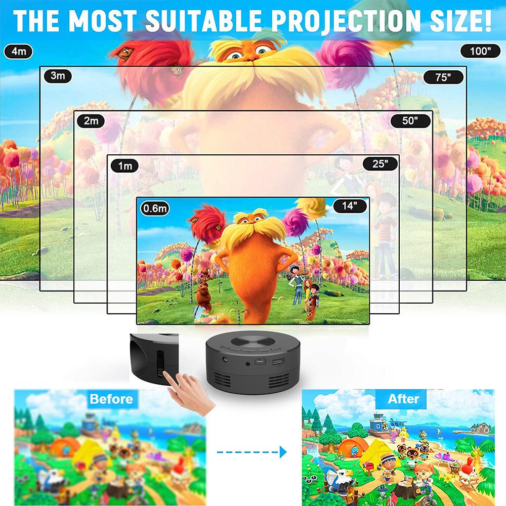 Mini Projector LED HD 1080P Portable Home Movie Theater Projector Eye Protection