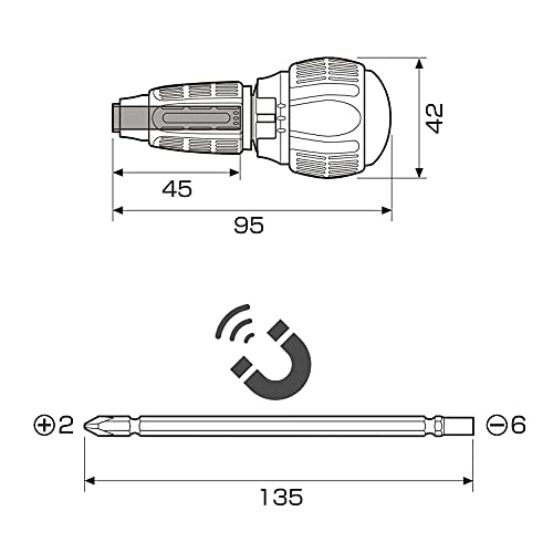 Anex Ratchet Driver Replaceable Quick Ball 72 No.397-D Plus Minus Replaceable Alligator Electrical Tool