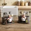 Set de Saleros y Pimenteros Decorativos de Cocina de Dibujos Animados, Estatua Decorativa de Resina, Botellas Dobles de Vidrio para Especias Organizador, Soporte para Comedor