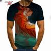 Fierce Tiger Animal Pattern Men's T-Shirts Short Sleeve 3D Animal Printed Trend Street Tee Oversized T Shirt Men Clothing Tops