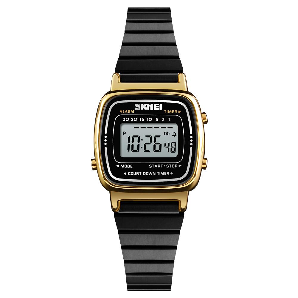 SKMEI 1901 Digitale Horloges voor Dames Mode Alarm Waterbestendigheid Roestvrij Staal Sport Horloges