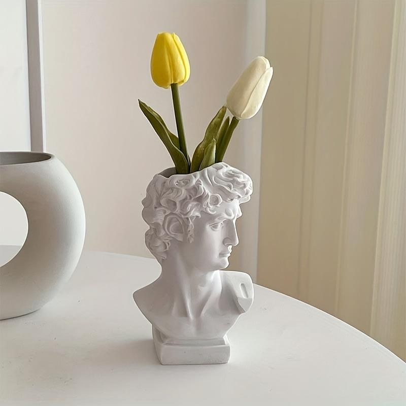 1pc, Greek Avatar Vase - Beautiful Three-Dimensional Resin Flower Pot Decoration for Enhancing Home Decor, for Living Room, Bedroom, or Office