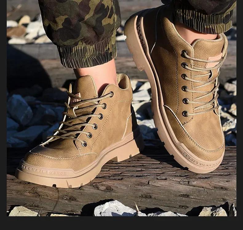 Fashion Leather Boots For Men Safety Wrok Shoes Construction Anti-smash Anti-puncture Sneakers Indestructible Male Footwear